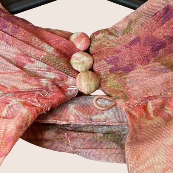 🩷 ANTHRO BHLDN LANDON ORGANZA 3D RUFFLE MAXI DRESS FLORAL PINK NWT MEDIUM - Picture 8 of 8